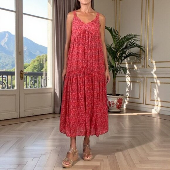 Joie Dresses & Skirts - JOIE BONDI V-NECK TIERED SLEEVELESS MIDI DRESS